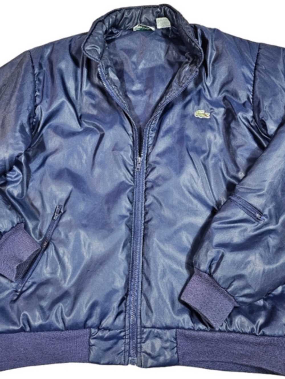 Vintage Lacoste Club Navy Blue Crocodile Logo Insulated Bomber Puffer Jacket